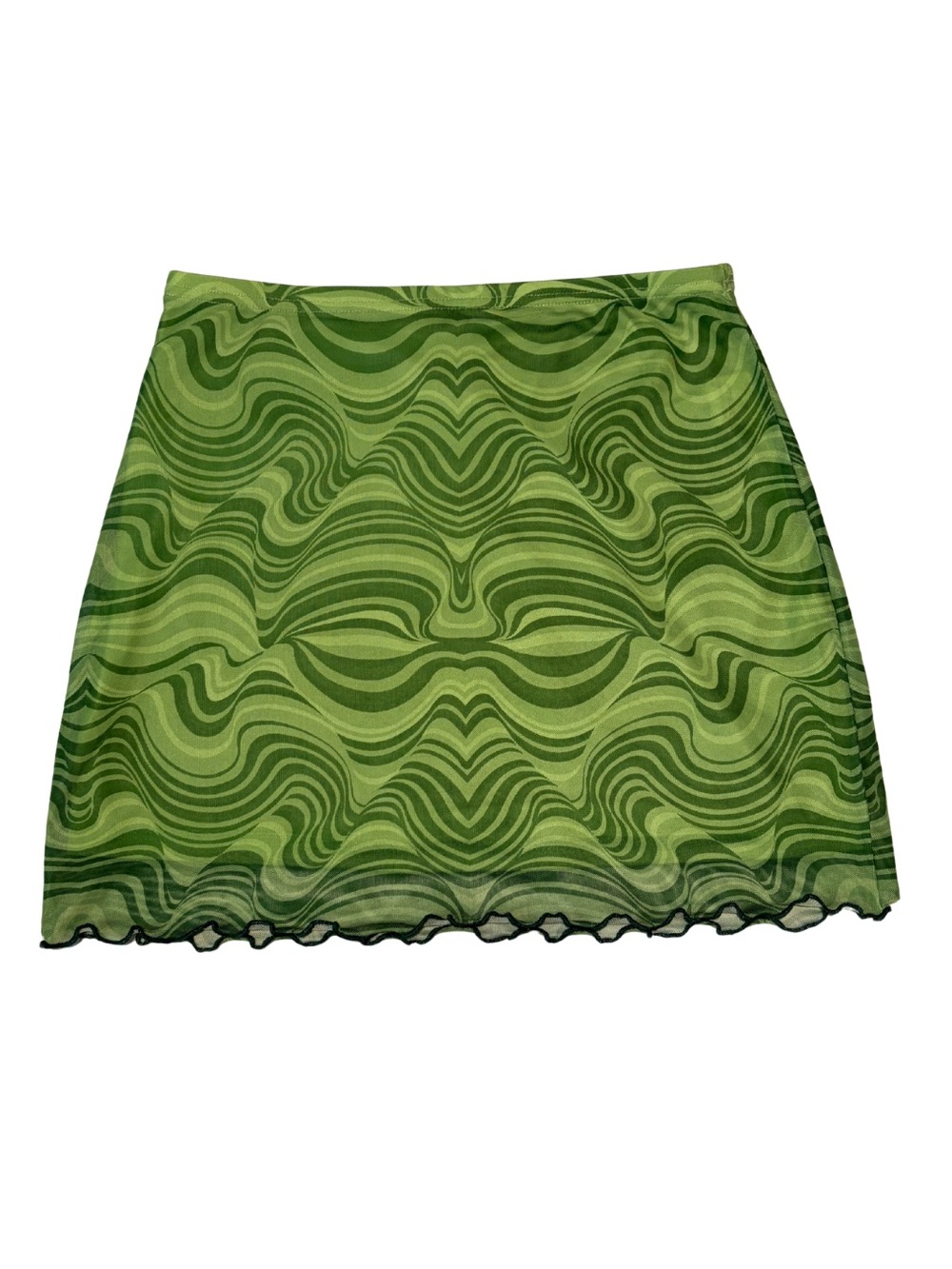 SHEIN Green Wave-Pattern Mini Skirt
